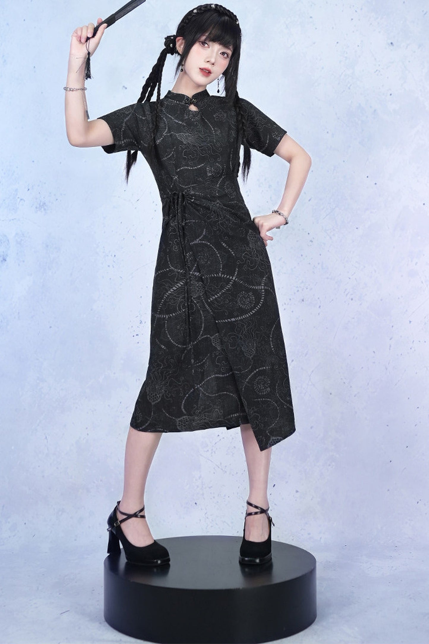 Deep Sea Print Qipao Dress