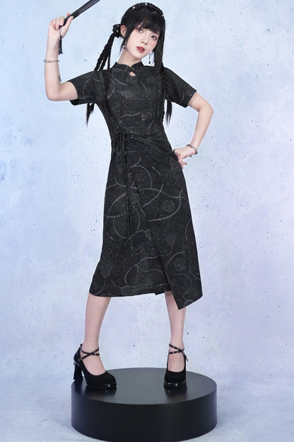 Deep Sea Print Qipao Dress