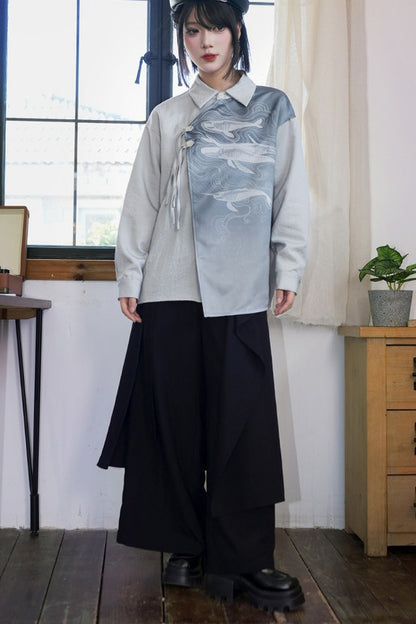Drapey Multi-Panel Two-Way Wear Wide-Leg Pants