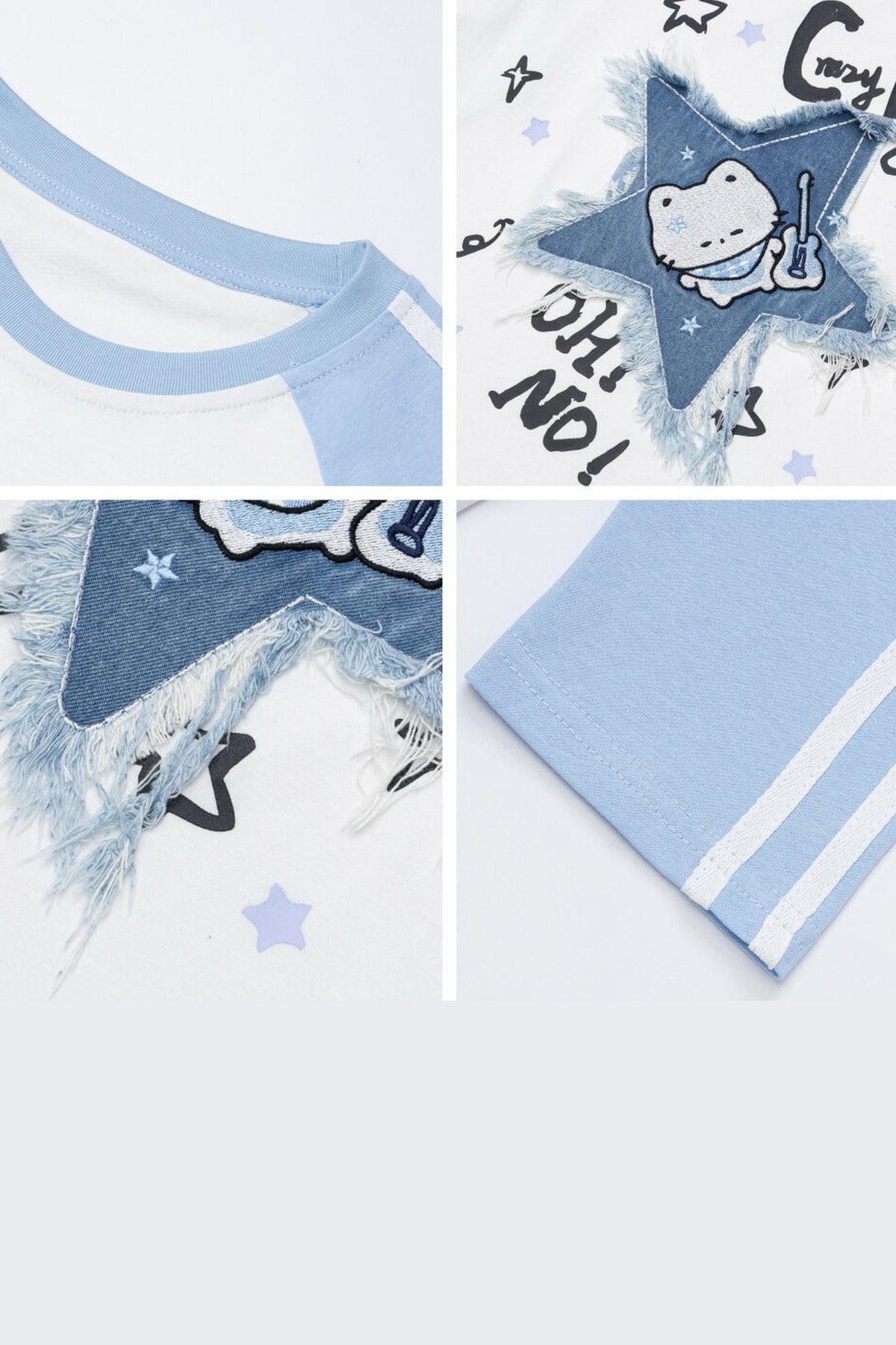 Star Cat Patch Raglan Loose T-Shirt