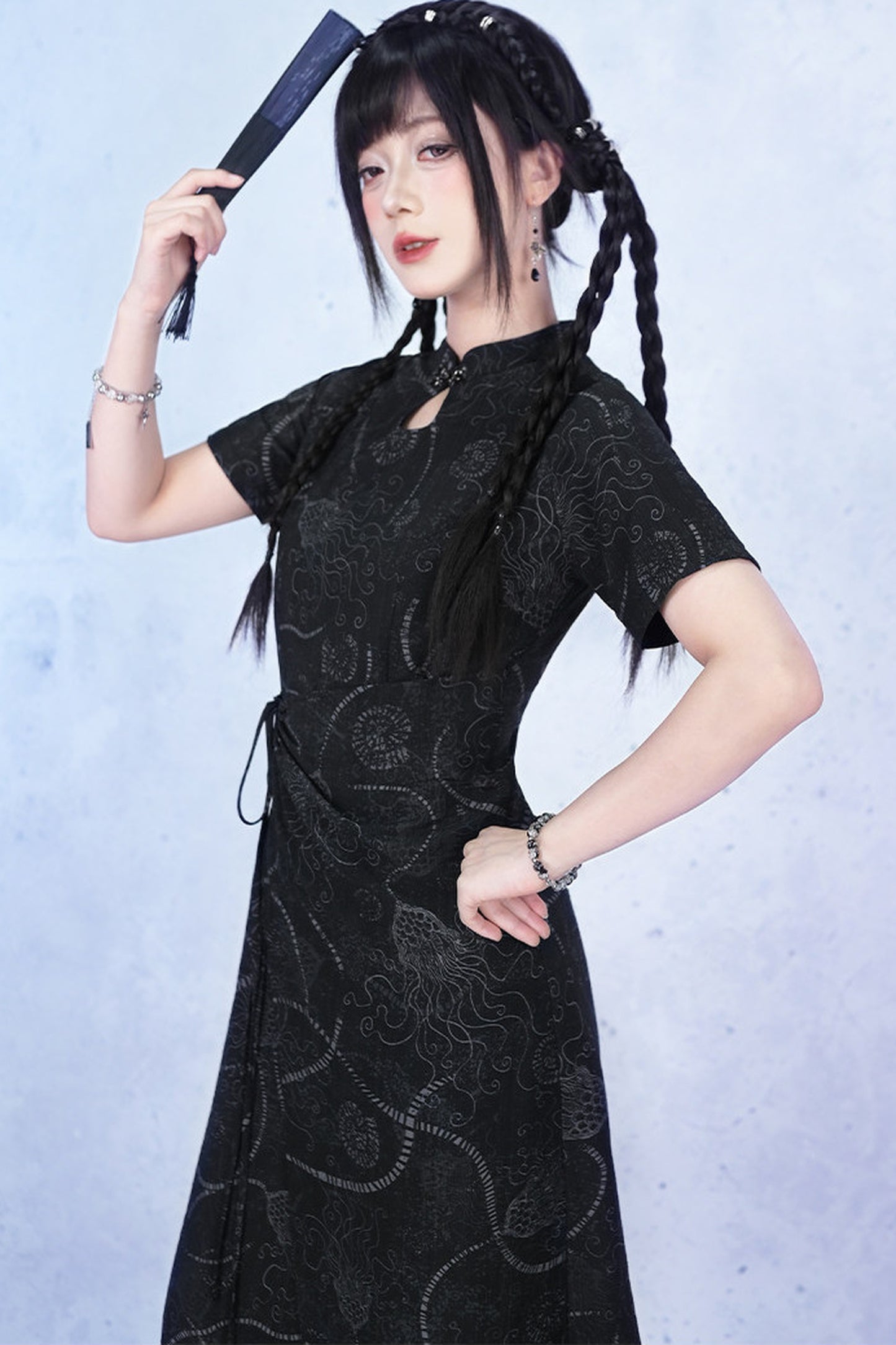 Deep Sea Print Qipao Dress
