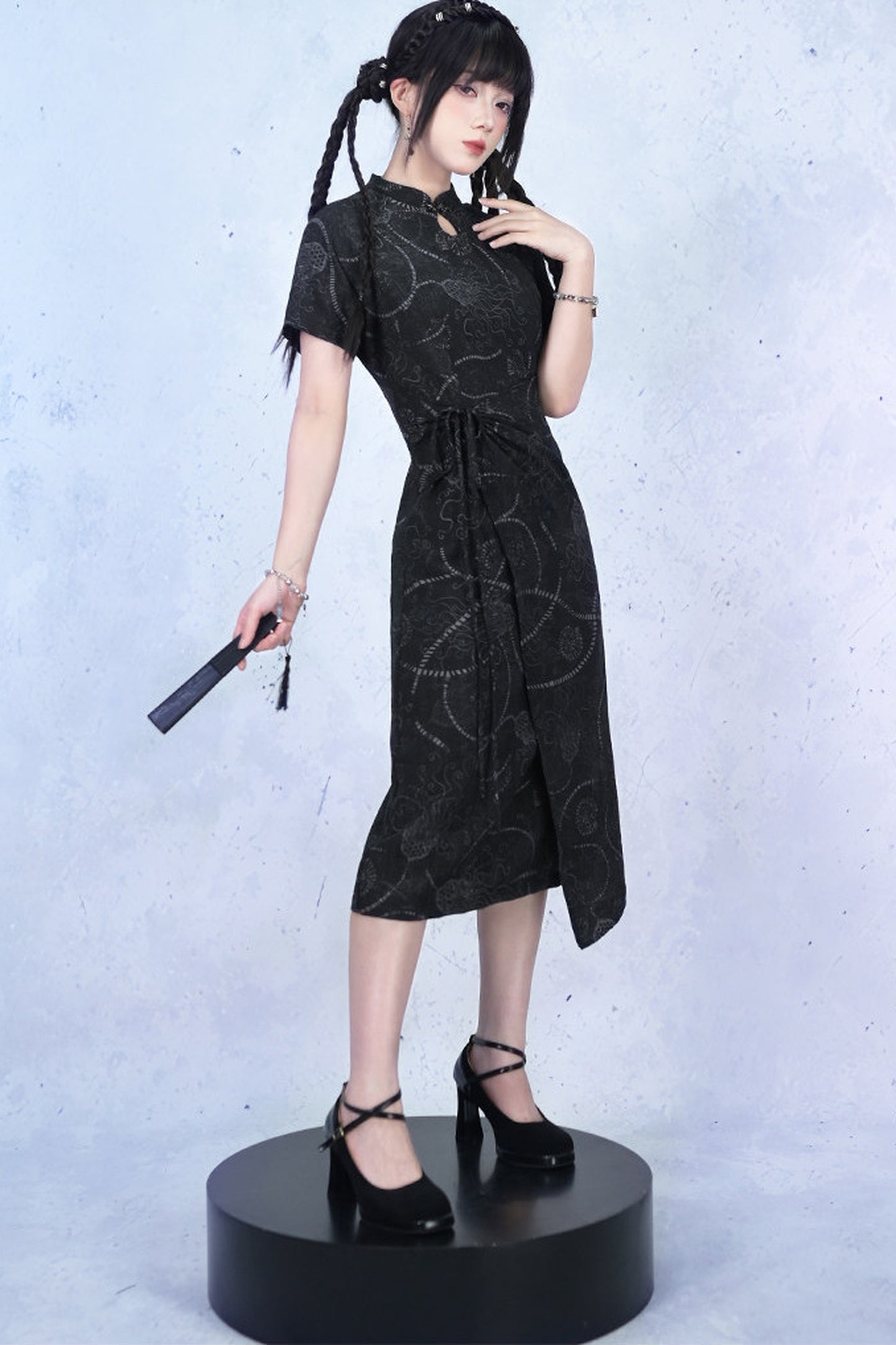 Deep Sea Print Qipao Dress