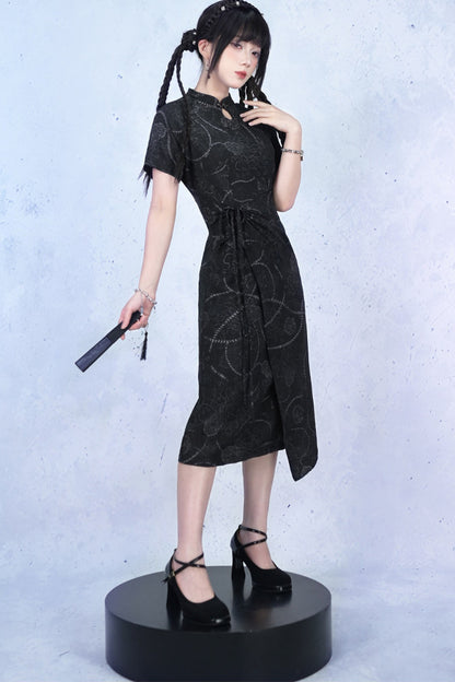 Deep Sea Print Qipao Dress