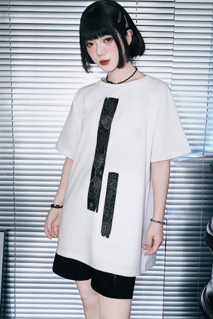 深海モチーフモノトーンオーバーTシャツ