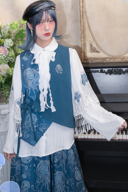 Gilet asymétrique à imprimé méduse Blue Tears