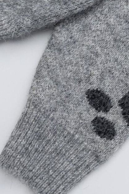 Cardigan en maille à capuche avec poche chat gris