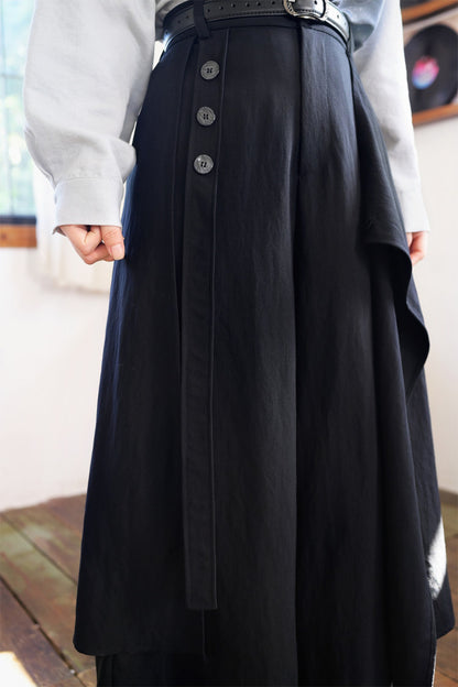 Drapey Multi-Panel Two-Way Wear Wide-Leg Pants