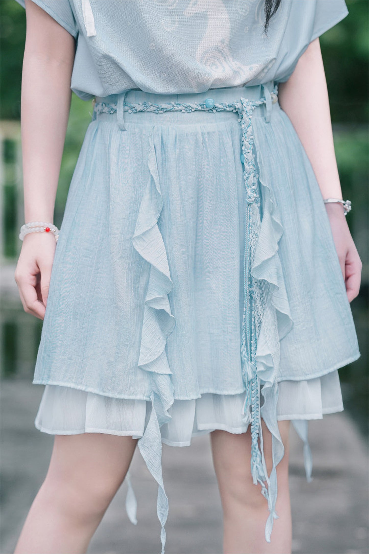 Chiffon-Set im China-Stil mit Hirsch-Print