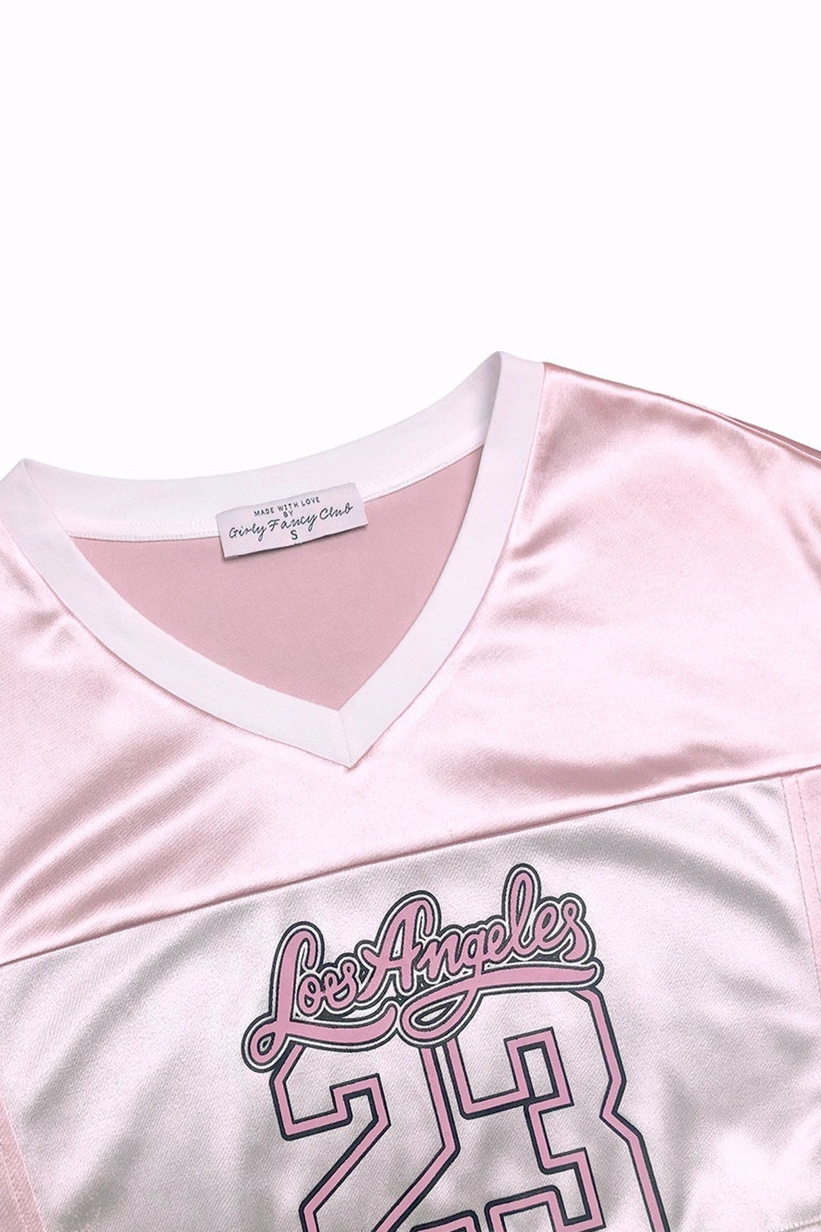 ピンクサテンスポーツTシャツ