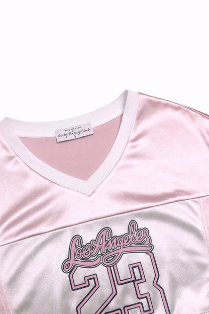ピンクサテンスポーツTシャツ