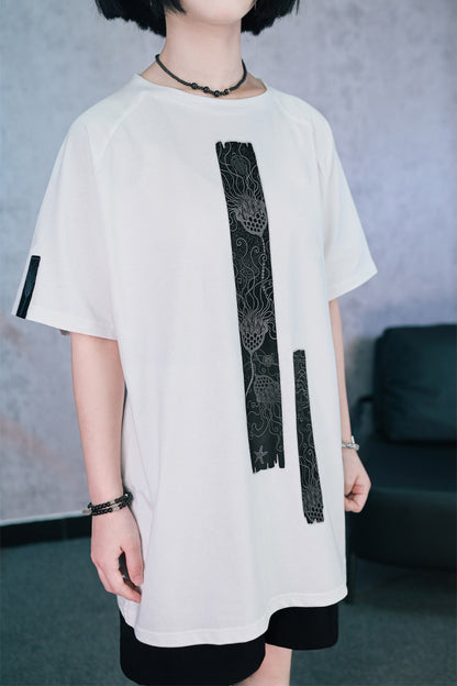 深海モチーフモノトーンオーバーTシャツ