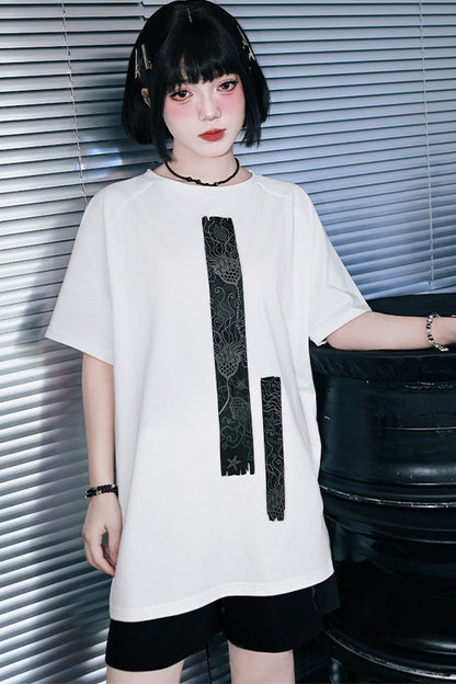深海モチーフモノトーンオーバーTシャツ