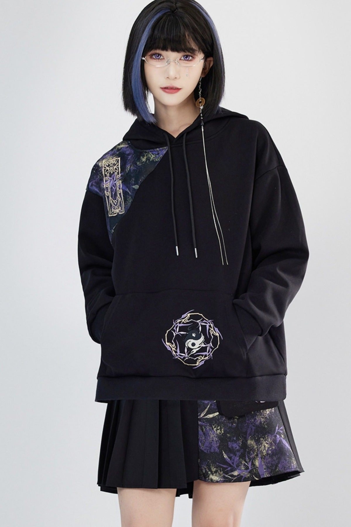 Embroidered Fleece Hoodie and Pants Set-Up