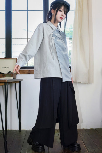 Drapey Multi-Panel Two-Way Wear Wide-Leg Pants