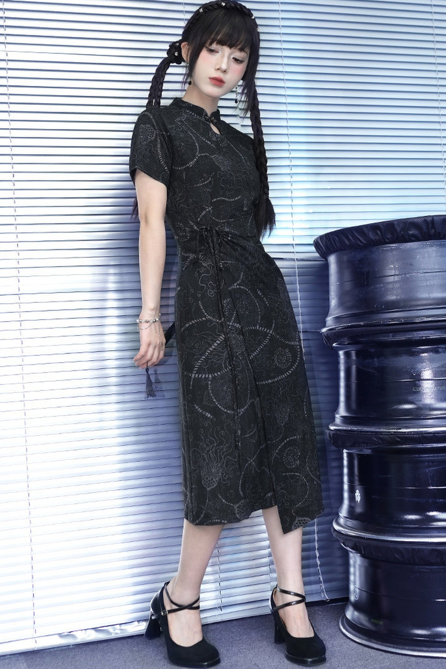 Deep Sea Print Qipao Dress