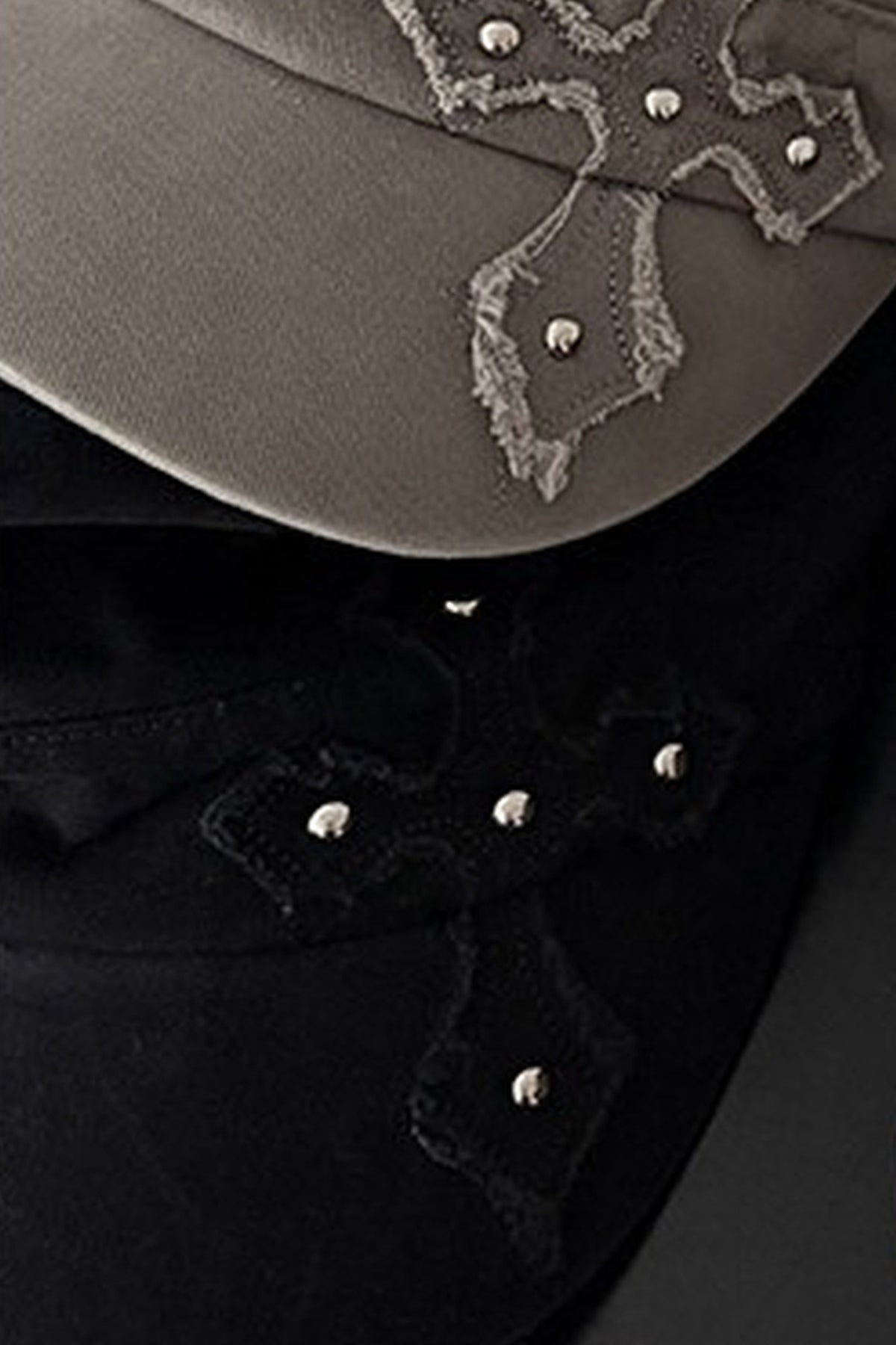 American Retro Distressed Cross-Studded Baseball Cap