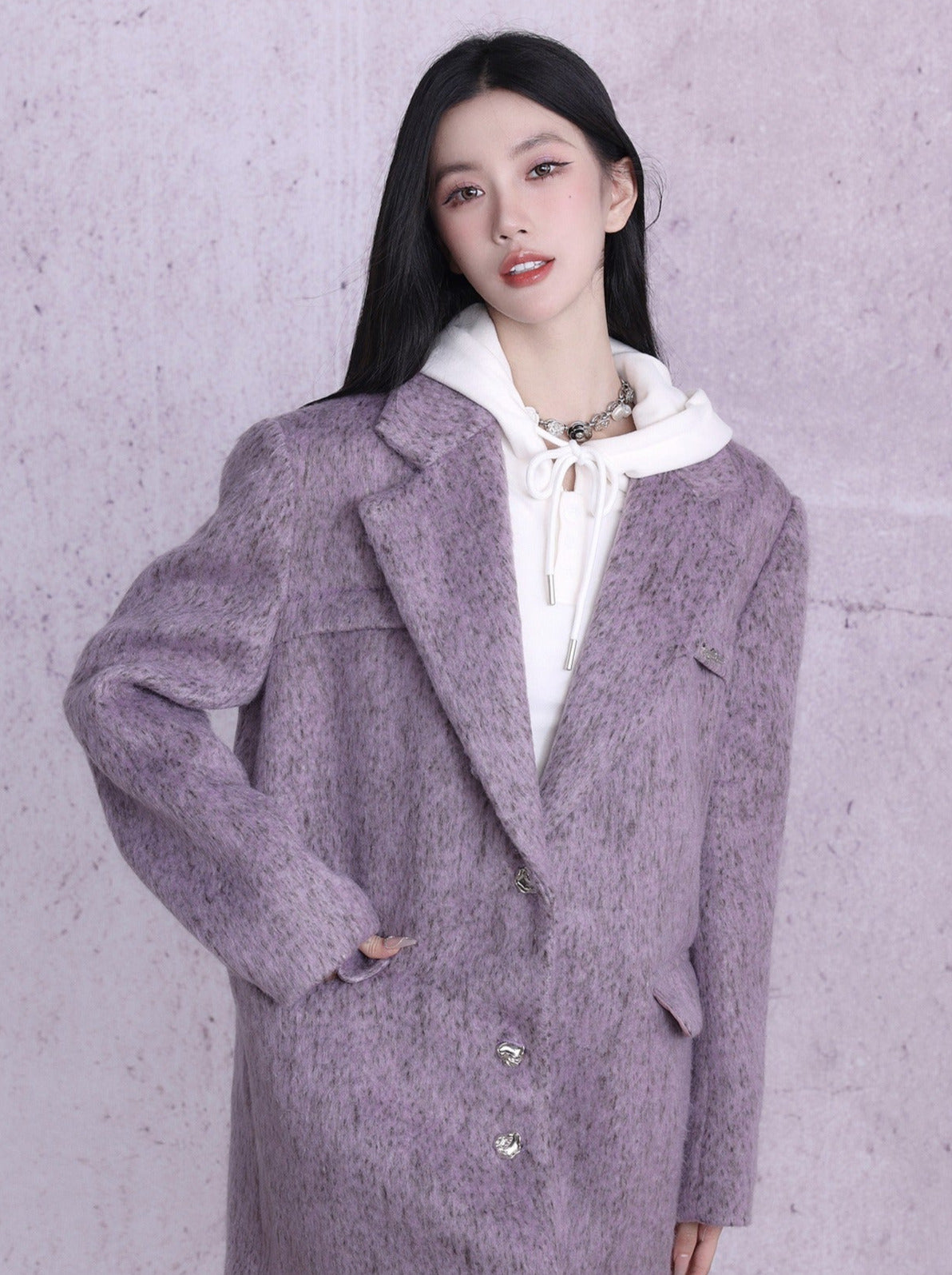 Manteau surdimensionné classique violet