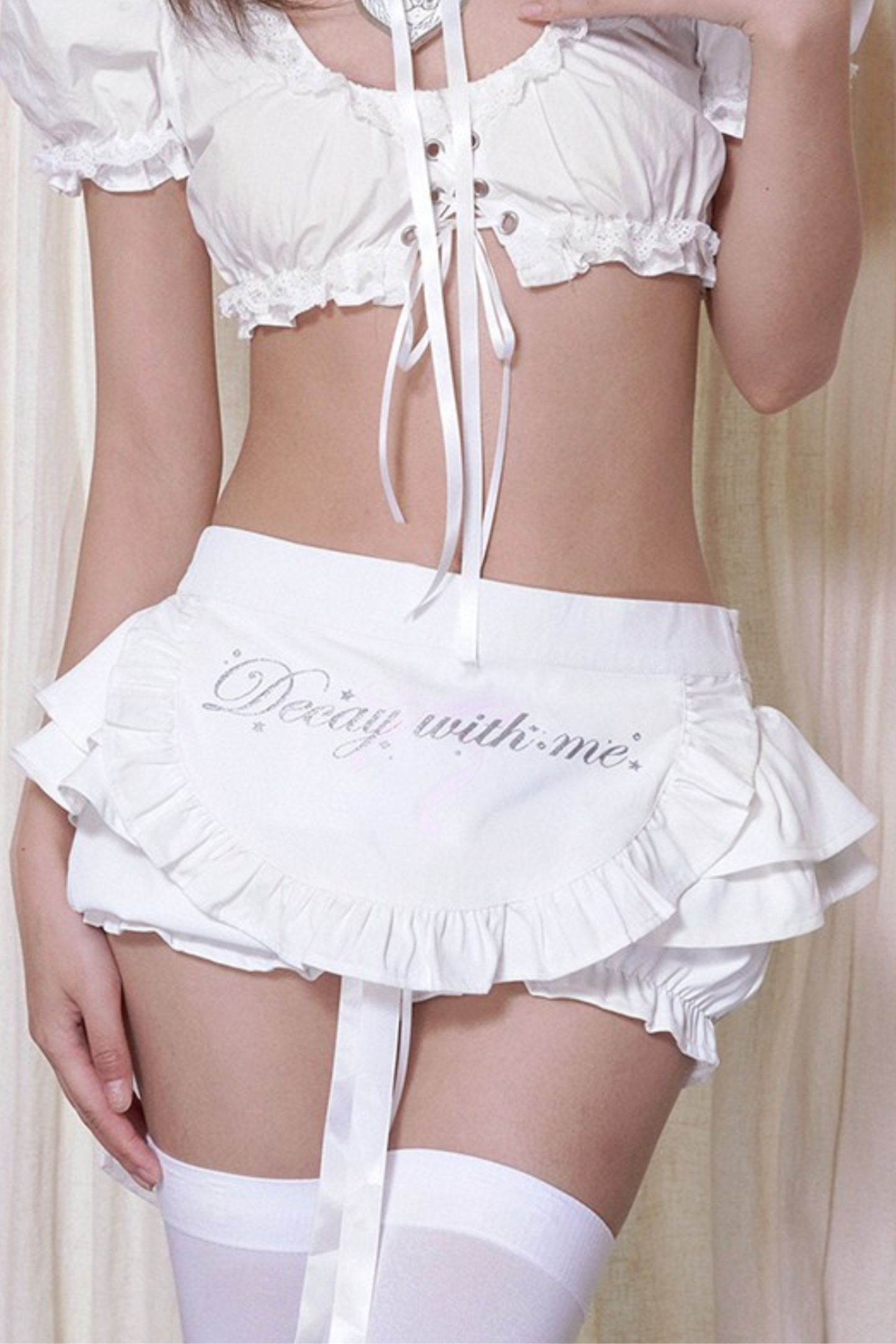 Glitter Print Girl Angel Mini Maid Apron