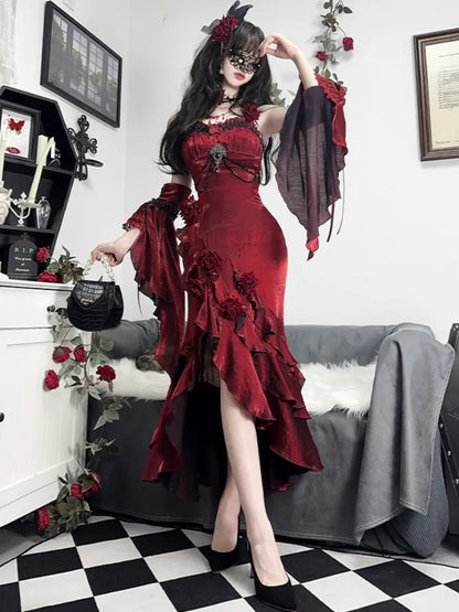 Amour Rose Burgundy Wizard of Oz Serena Purple Mermaid Dress Set