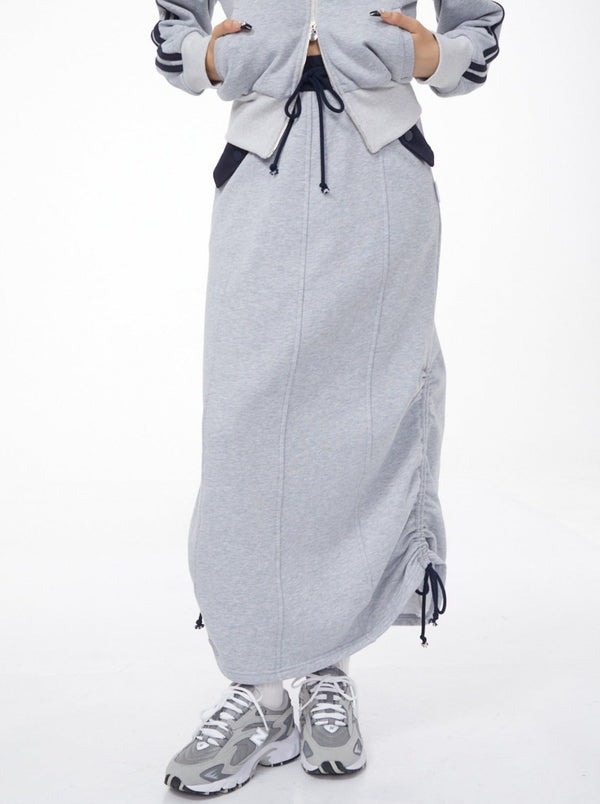 Sporty Casual Sweatshirt Long Skirt