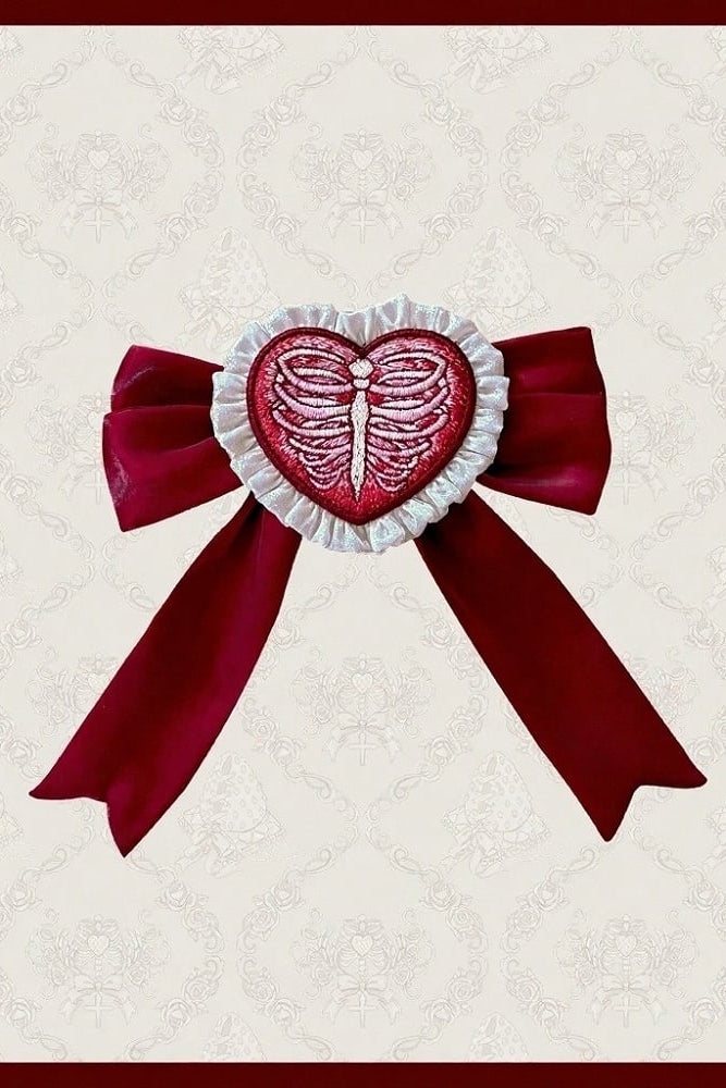 【11月4日予約締切】Strawberry Print Sweet Lolita And Gothic Lolita Series Accessories (Bonnet, Headband, Bone Embroidered Ribbon Brooch, Pair Of Ribbon Hair Clips)