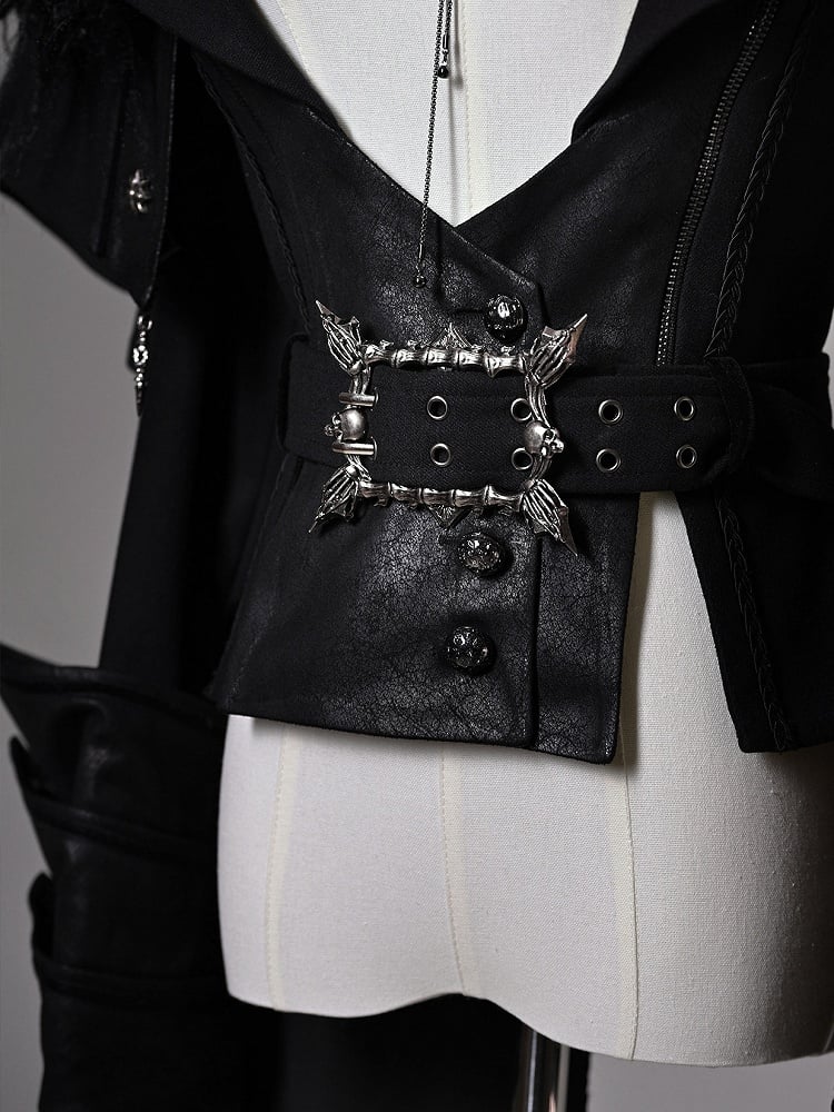 【6月8日予約締切】ファントムナイトブラックアシンメトリーフェザーケープ＋ダークゴシックプリンスコルセットジャケット