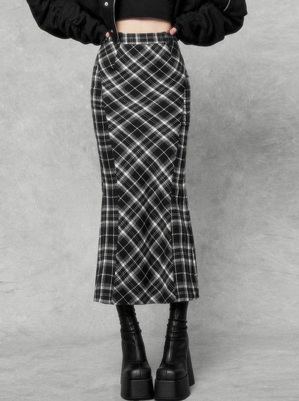 Argyle Tight Retro Long Skirt