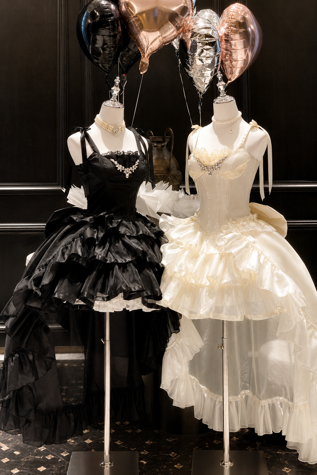 Elegant Floral Satin Ribbon Lolita Dress