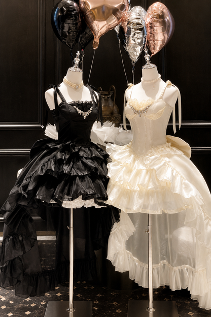Elegant Floral Satin Ribbon Lolita Dress