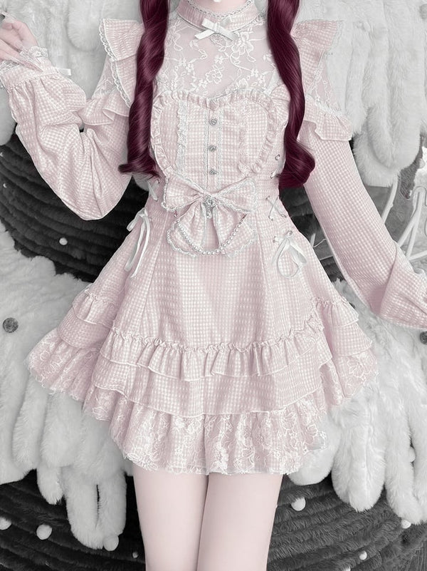 [Pre-order Deadline: April 22] Sweet and Gothic Floral Lace Ruffle Ribbon Dress Suit Full Set