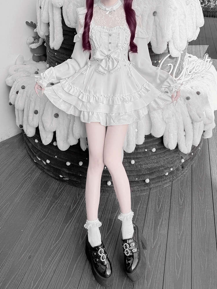[Pre-order Deadline: April 22] Sweet and Gothic Floral Lace Ruffle Ribbon Dress Suit Full Set