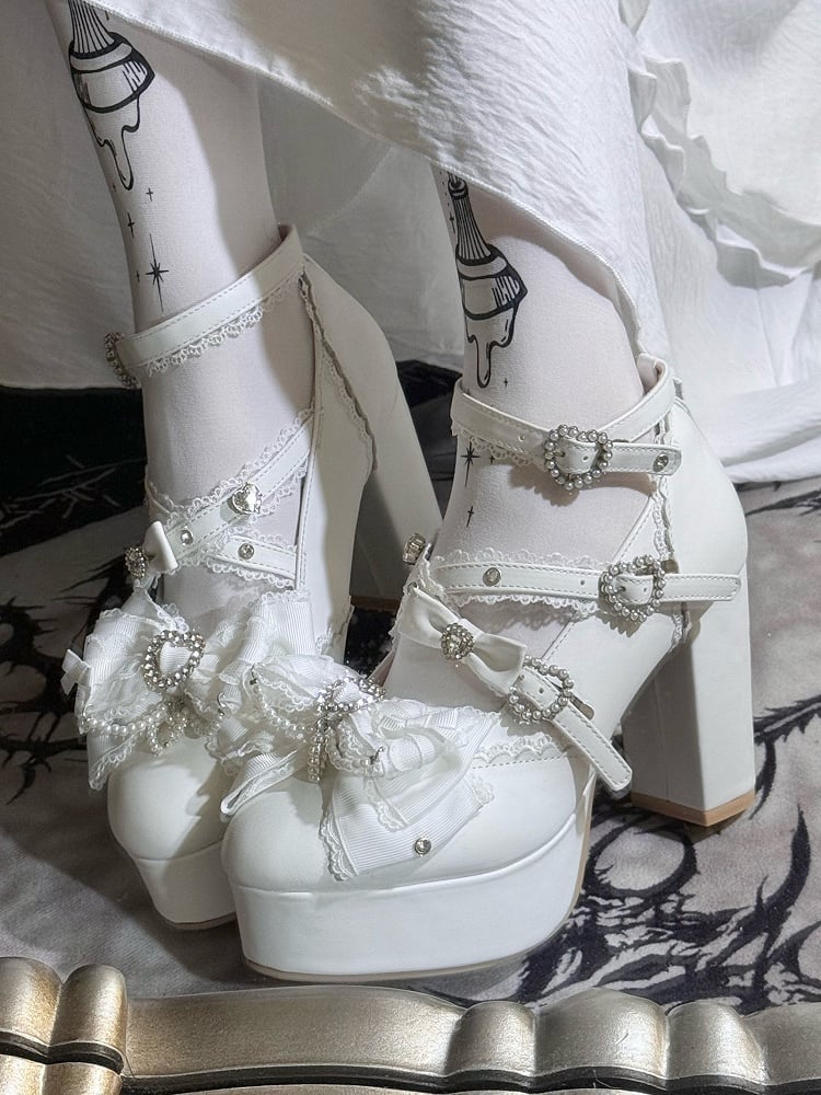 【12月12日予約締切】ジェムストーンパールリボンロリータハイヒール