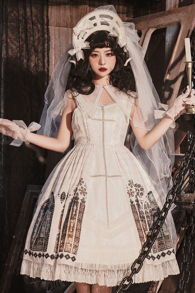 ウィンドウシックレトロドールロリータドレス