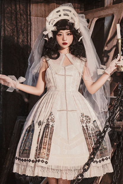 ウィンドウシックレトロドールロリータドレス