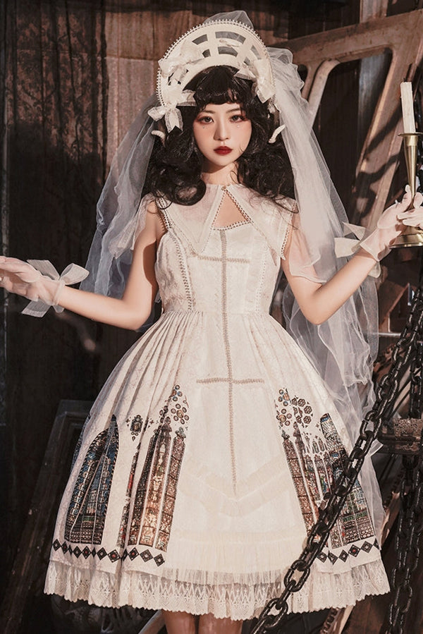 ウィンドウシックレトロドールロリータドレス