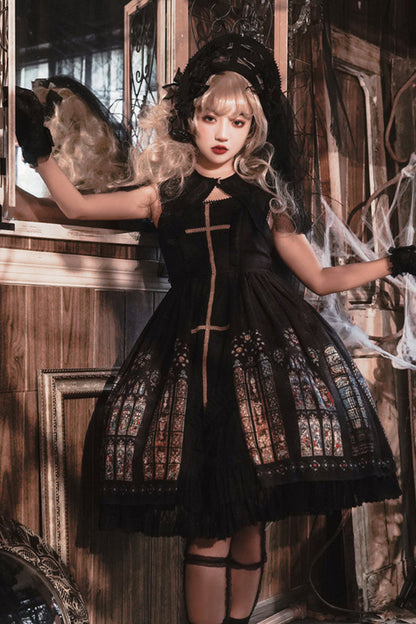 ウィンドウシックレトロドールロリータドレス