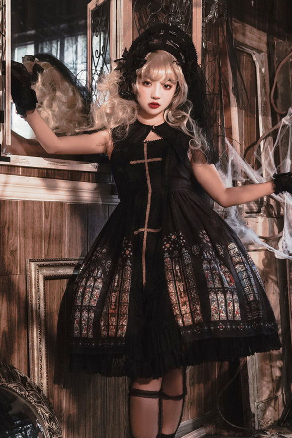 ウィンドウシックレトロドールロリータドレス