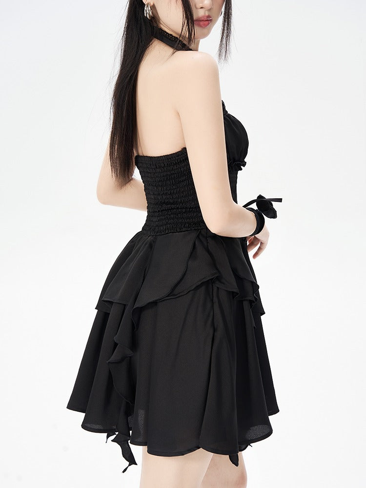 Halter neck Black Elegal Taletical Arade Dress