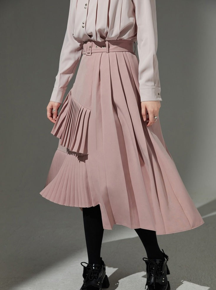 Asymmetrical Ruffle French Long Skirt