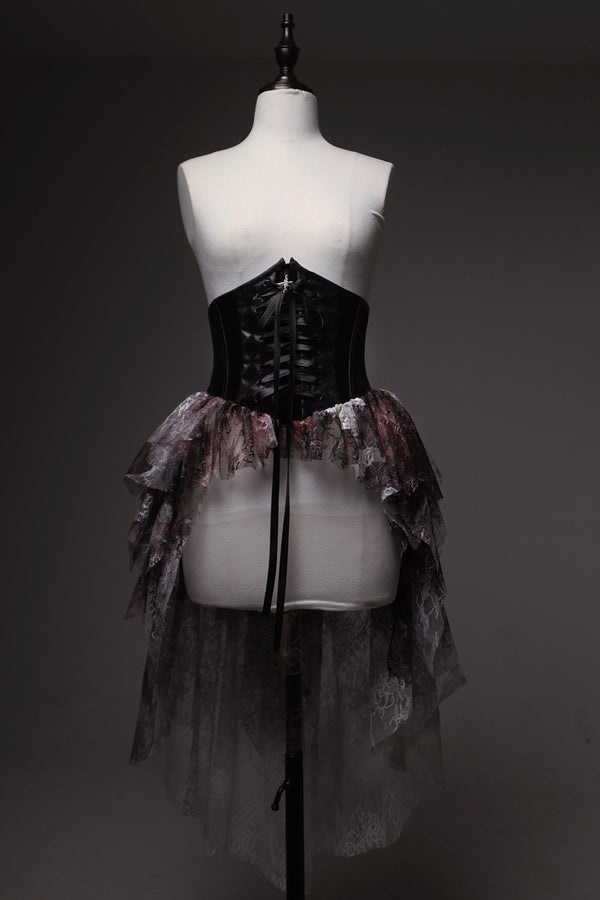 [Pre-order item] Bloodstained Tulle Train Corset Skirt