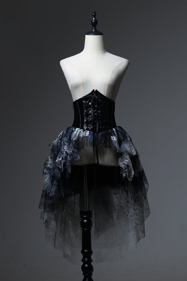 [Pre-order item] Bloodstained Tulle Train Corset Skirt