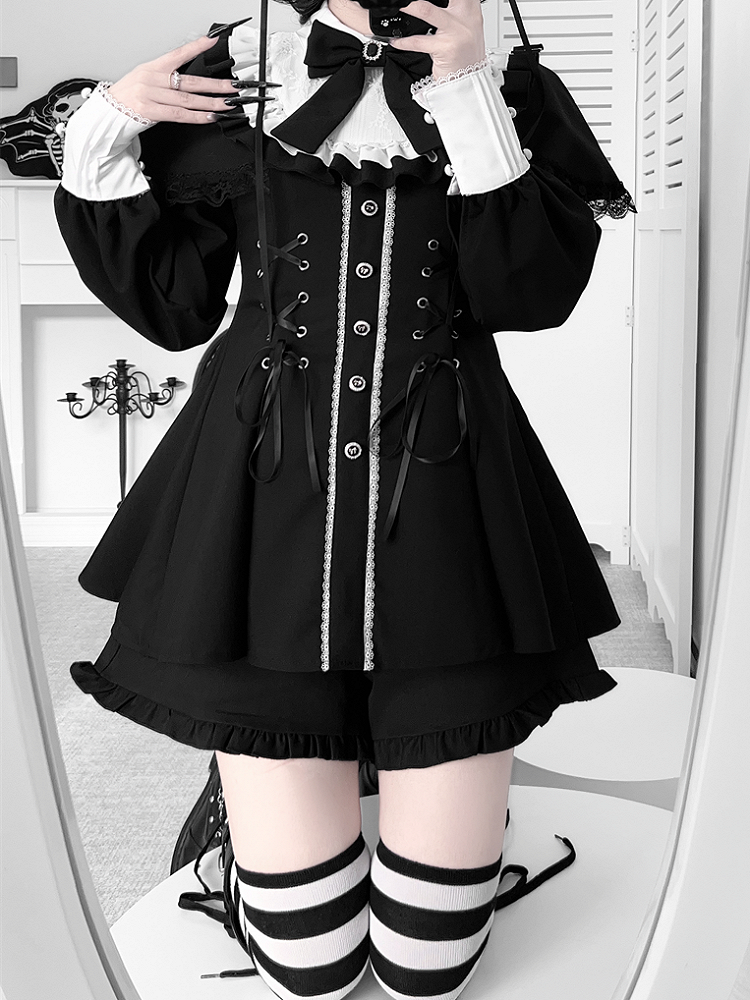 【1月20日予約締切】リボンフリルカラーケープレースアップドレスセットアップ