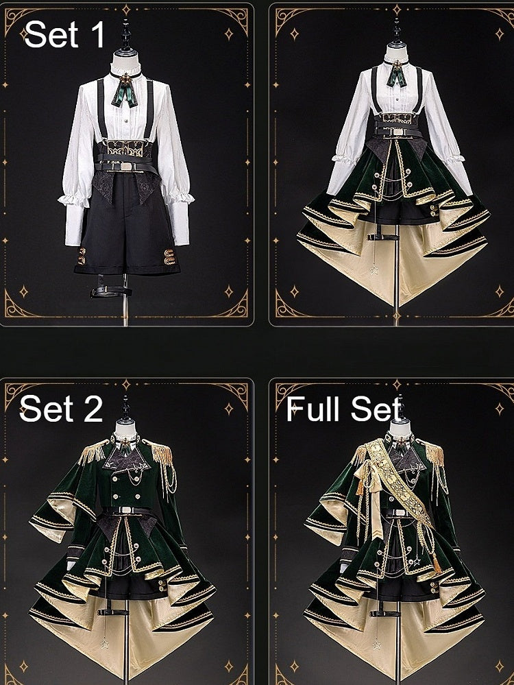 【12月7日予約締切】Dark Green & Gold Royal Prince-Style Military Lolita Set 1/2 + Full Set Ouji Fashion