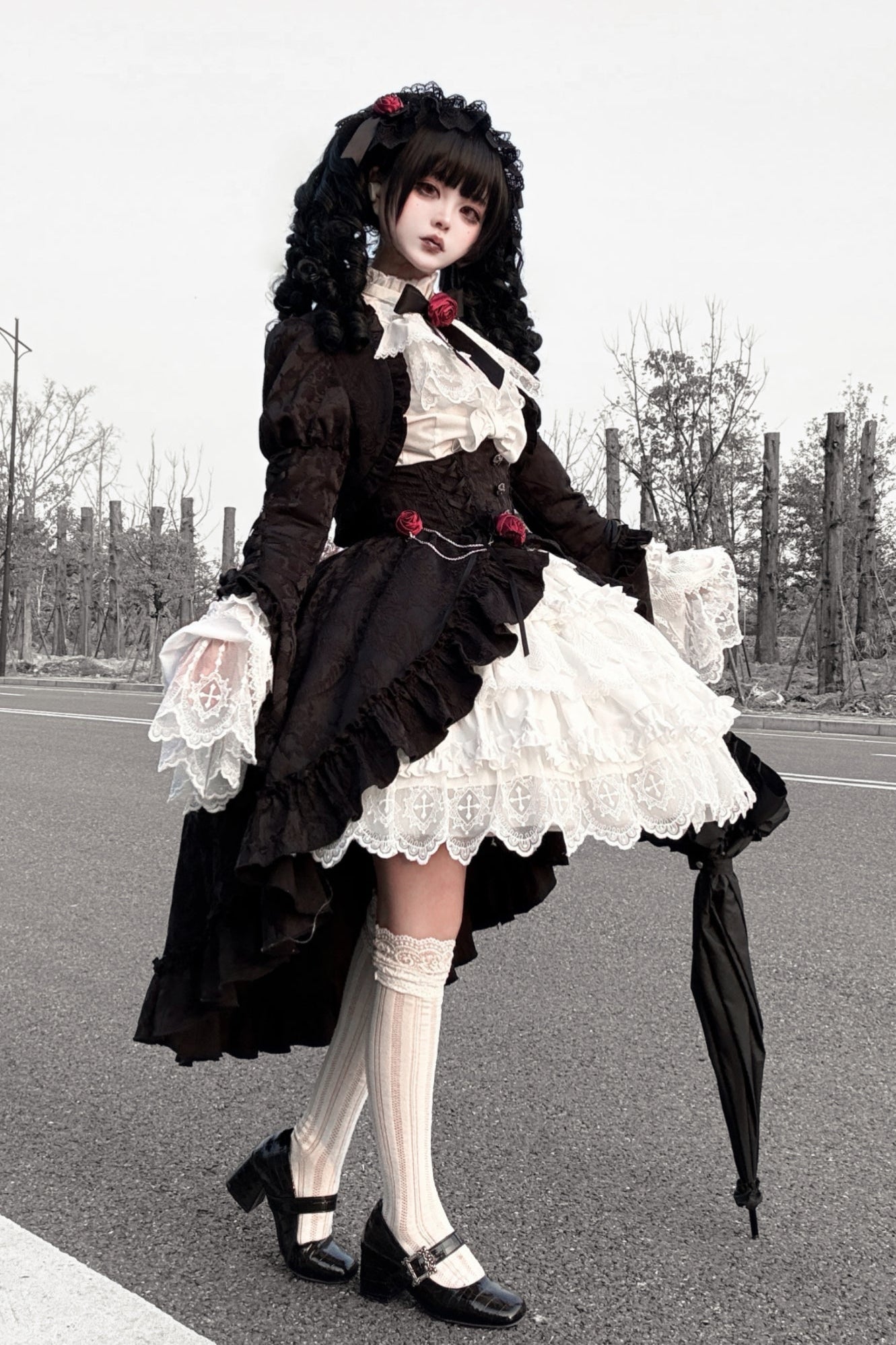 【12月26日予約締切】ブラッドムーンローズラッフルシャツ＋ゴージャスコルセットスカート＋ボレロジャケット＋ヘアバンド