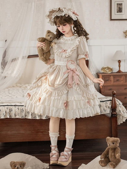 【4월 1일 예약마감】미러돌 앤티크 풀업 레이어드 원피스 + 풀 세트