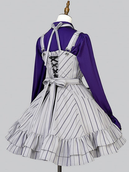 【12月29日予約締切】ゴシックロリータストライプリボンサスドレス