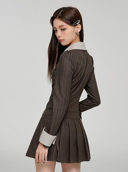 Low Waist Slim Striped Shirt Dress