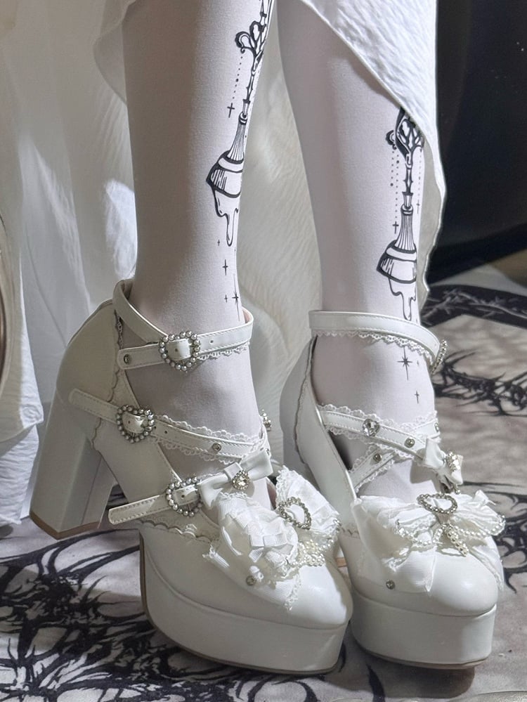 【12月12日予約締切】ジェムストーンパールリボンロリータハイヒール