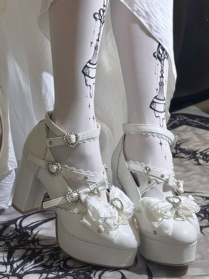 【12月12日予約締切】ジェムストーンパールリボンロリータハイヒール