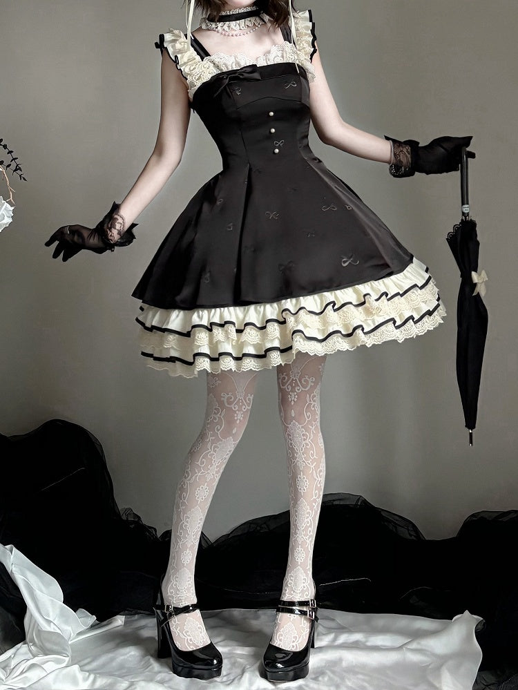 【1月29日予約締切】エレガントルージュロリータフリルリボンサスドレス＋チョーカー